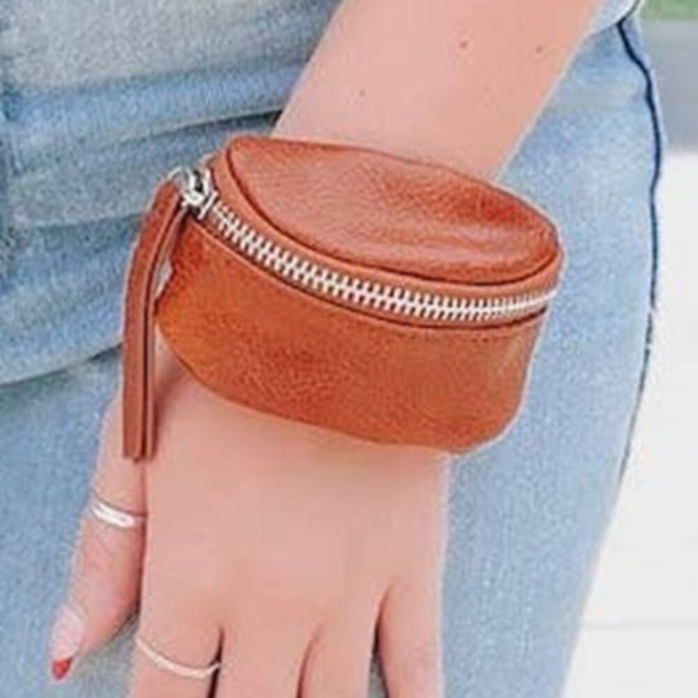 Luna Wrist or Crossbody Strap Pouch Camel Brown - Picture 2 of 5